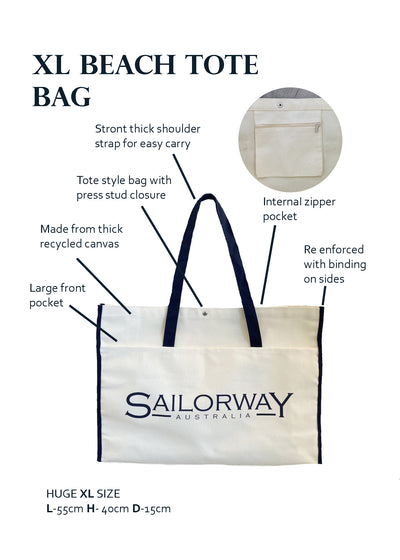 XL Beach Tote Bag - Navy